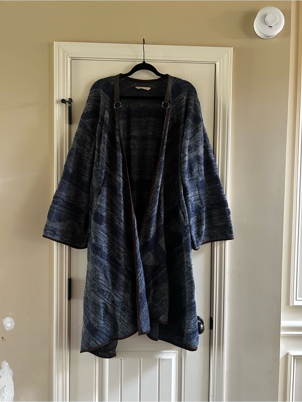 Soft Surroundings Navy and Charcoal Open-Front Knit Cardigan
